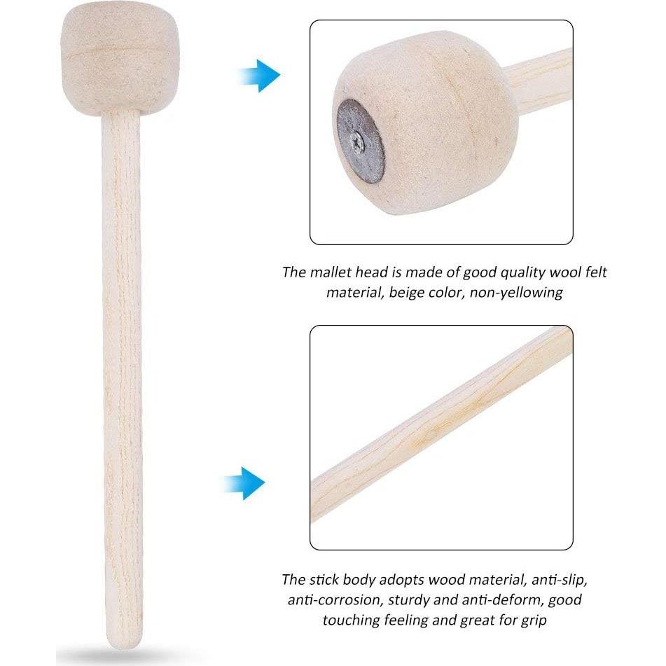 Martillo de Tambor Alomejor con Cabeza de Fieltro y Mango de Madera