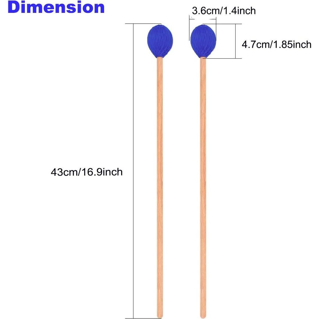 Mazas de Marimba YUNNLEZT Azules Medias Duras - Paquete de 2