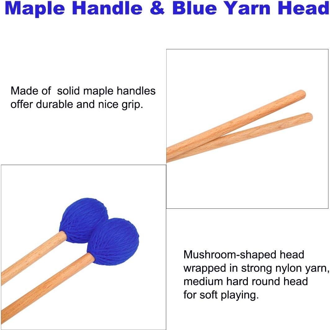 Mazas de Marimba YUNNLEZT Azules Medias Duras - Paquete de 2