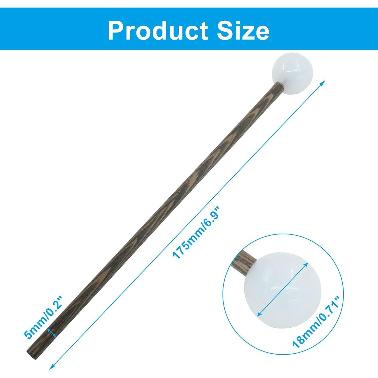 Mallets de Tambor de Lengua de Acero Piutouyar 4 Pcs 17.5 cm