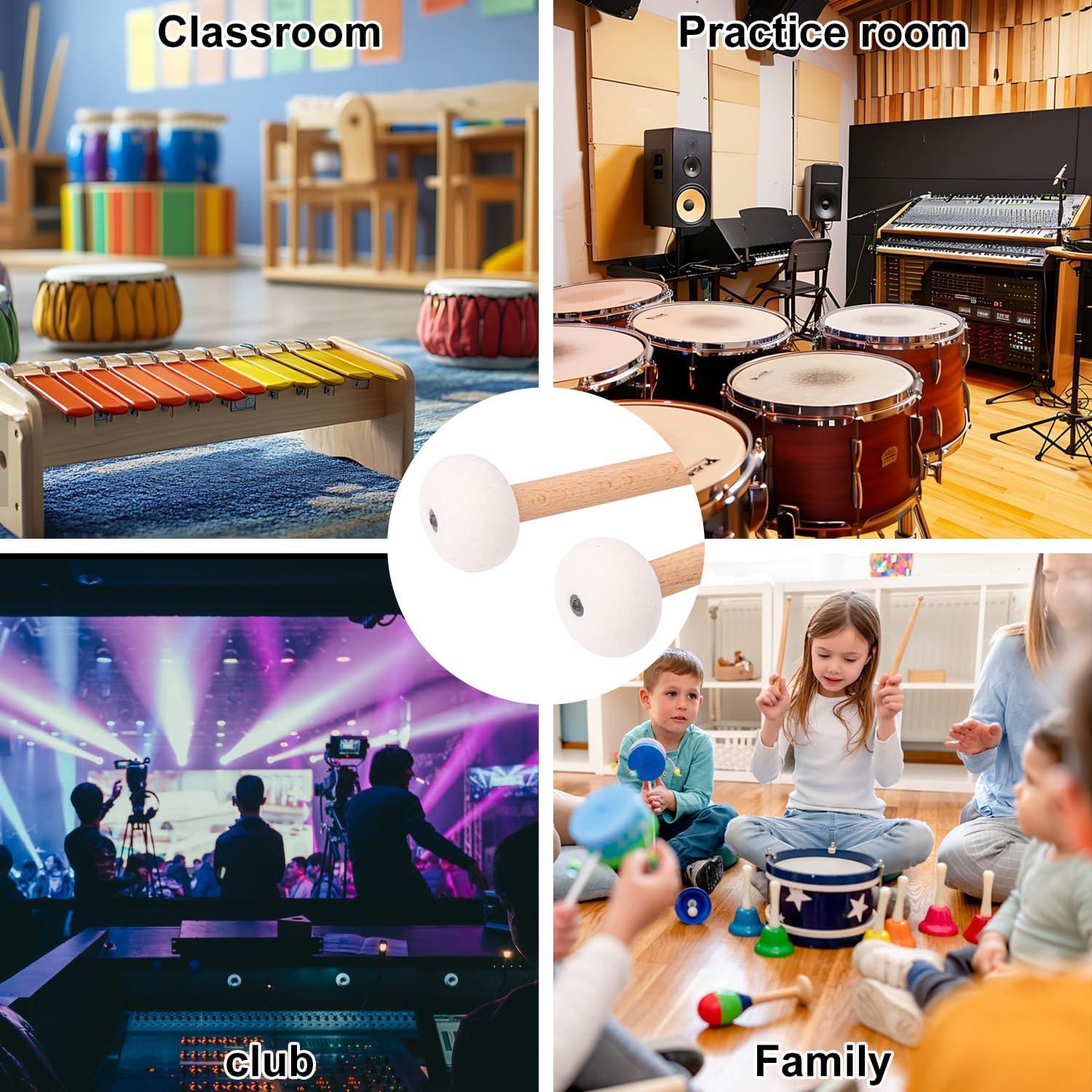 2 Pares de Mallets de Timpani Fieltro Suave - Percusión