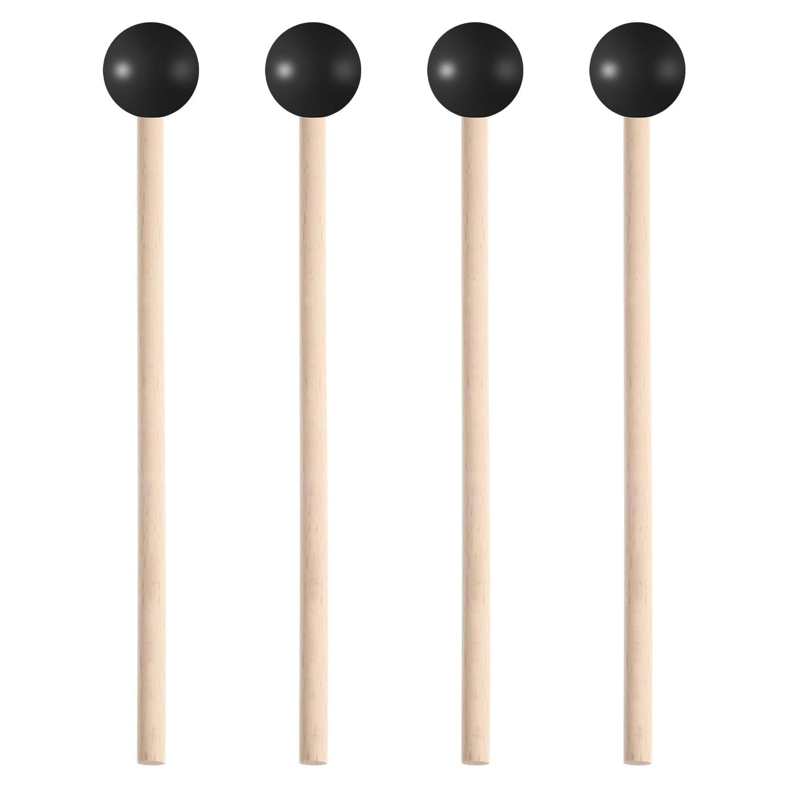 Juego de 4 Martillos de Percusión de Goma y Madera 18.7 cm