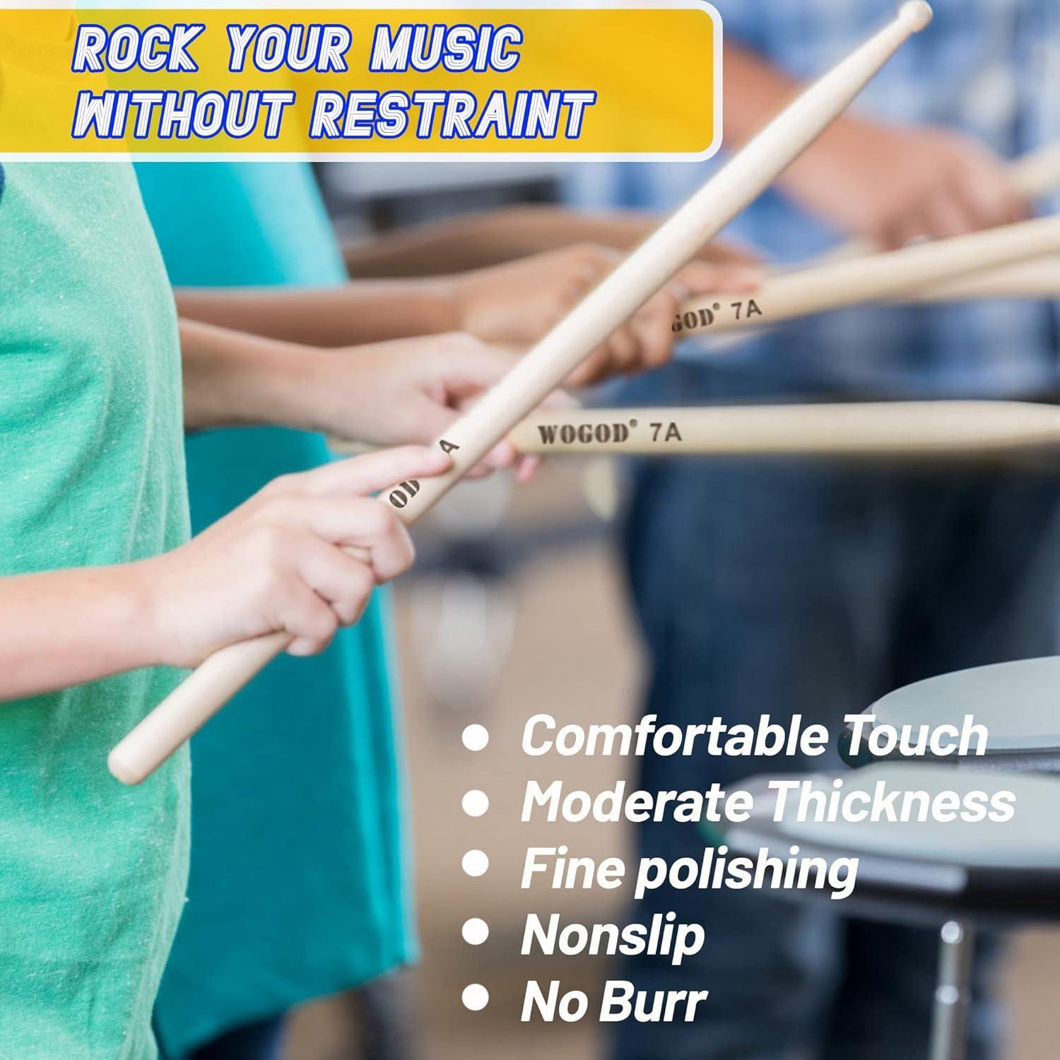 Baquetas 7A WOGOD de Madera de Arce - 2 Pares