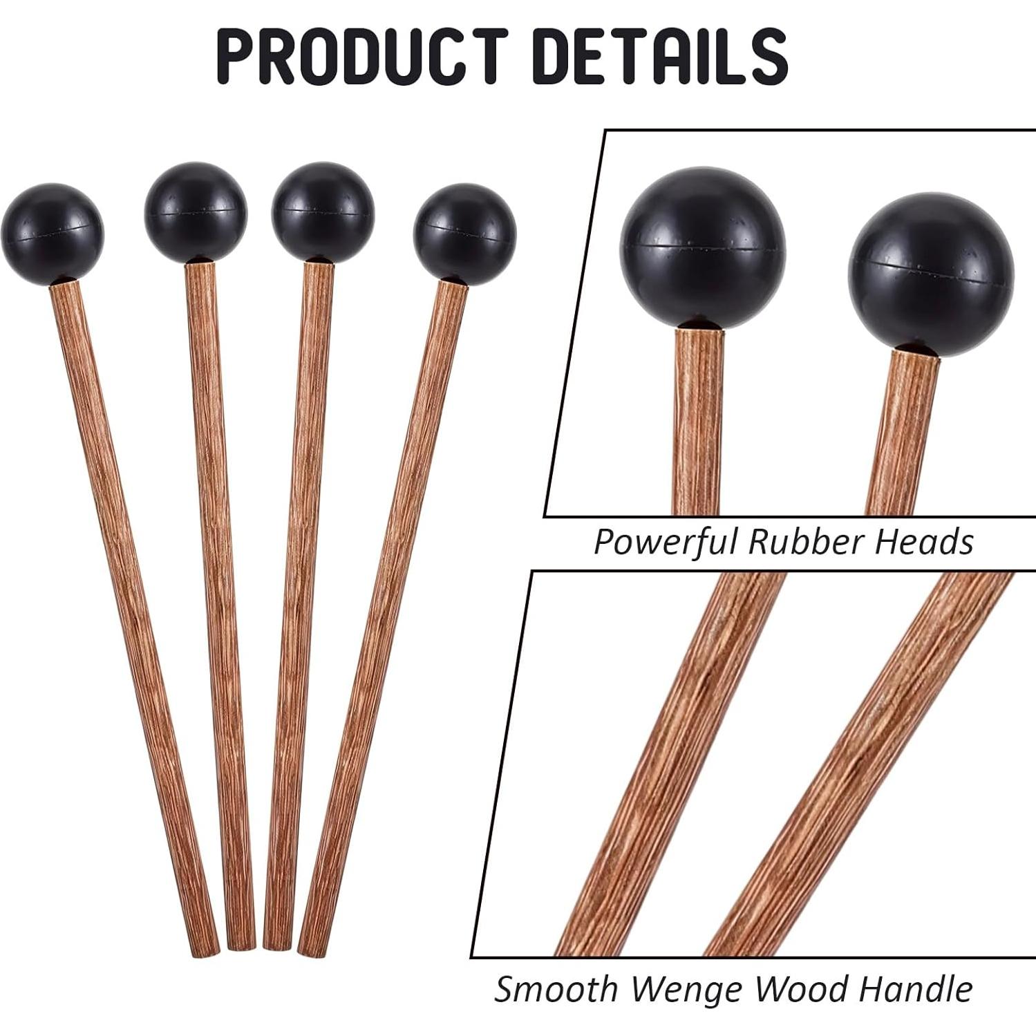 Mazas de Tambor de Goma Wengu&eacute; 15 cm - 2 Pares para Ni&ntilde;os