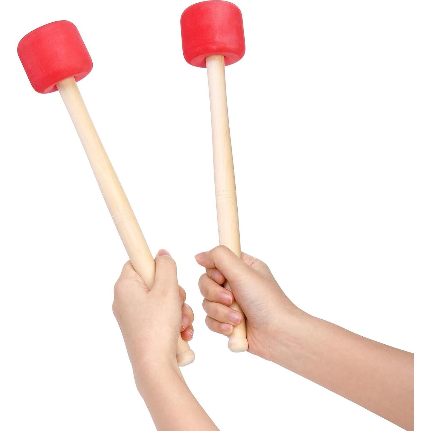 Paquete de 4 mazos de bombo Covzoe 33 cm goma suave