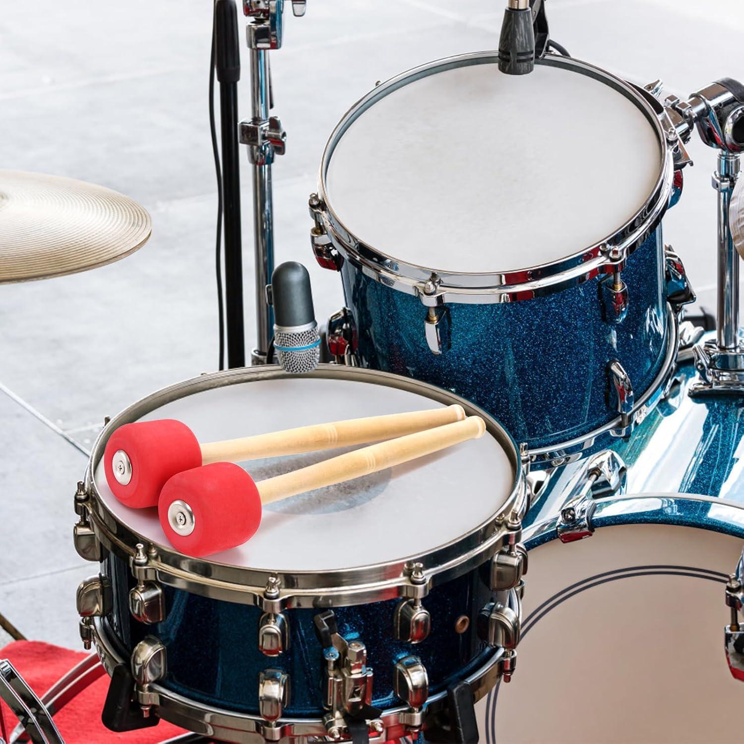 Paquete de 4 mazos de bombo Covzoe 33 cm goma suave