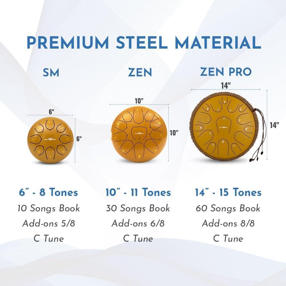 Tambor Balmy de Lengua de Acero 10" 11 Notas Oro con Bolsa