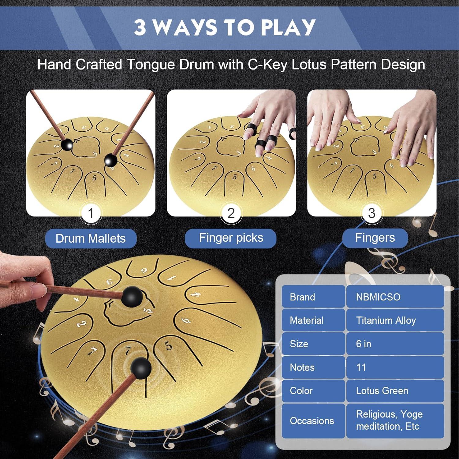 Tambor de Lengua de Acero 11 Notas 15.24 cm Dorado NBMICSO