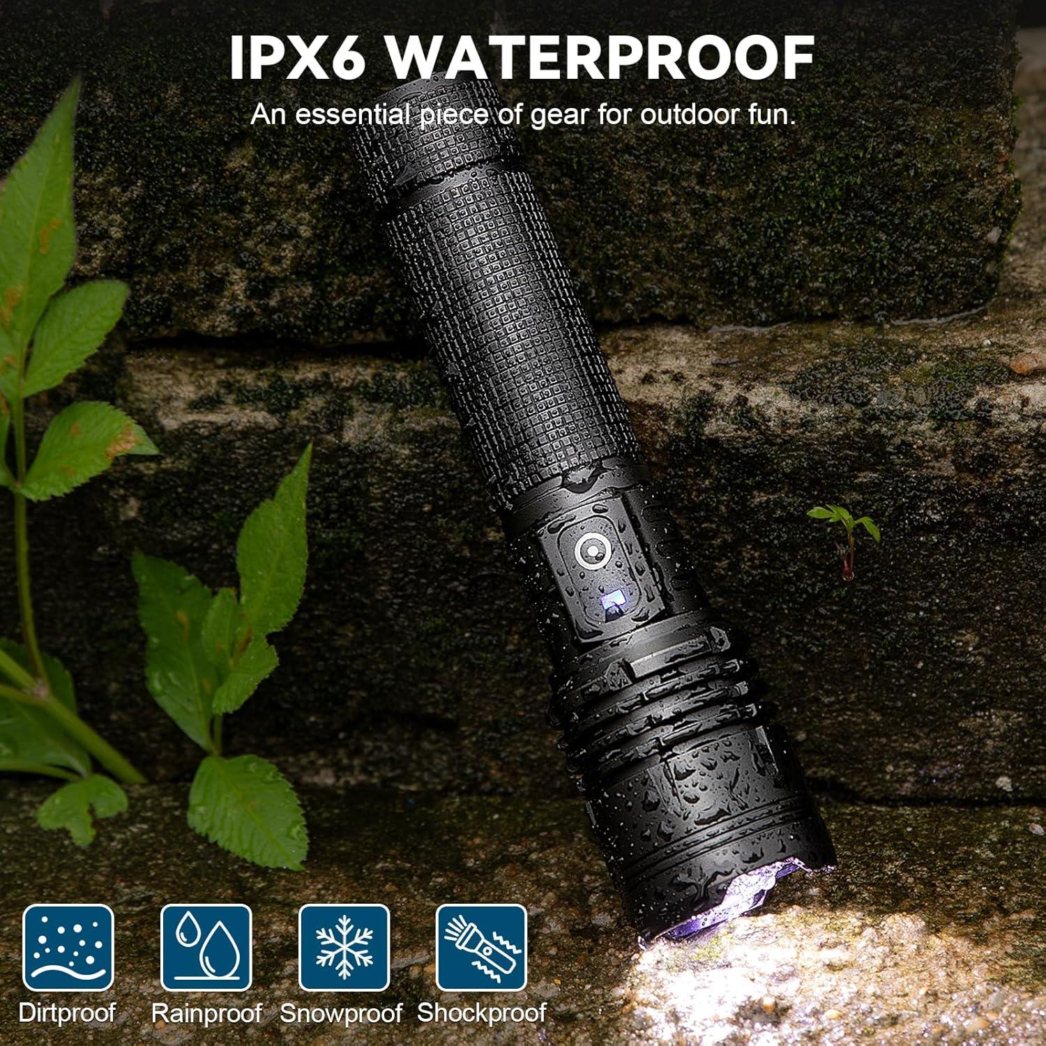 Linterna LED Recargable Kmivo 90,000 Lúmenes 2 Paquete