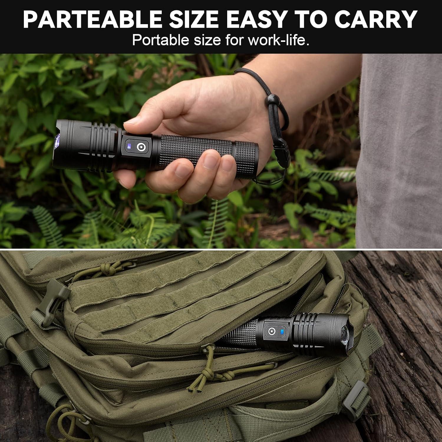 Linterna LED Recargable Kmivo 90,000 Lúmenes 2 Paquete