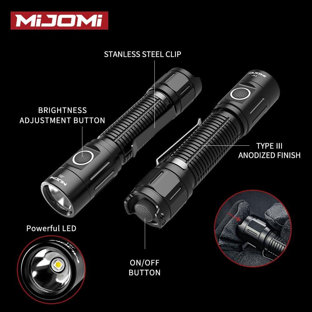 Linterna Táctica Recargable MIJOMI J81 1300 Lúmenes IP68