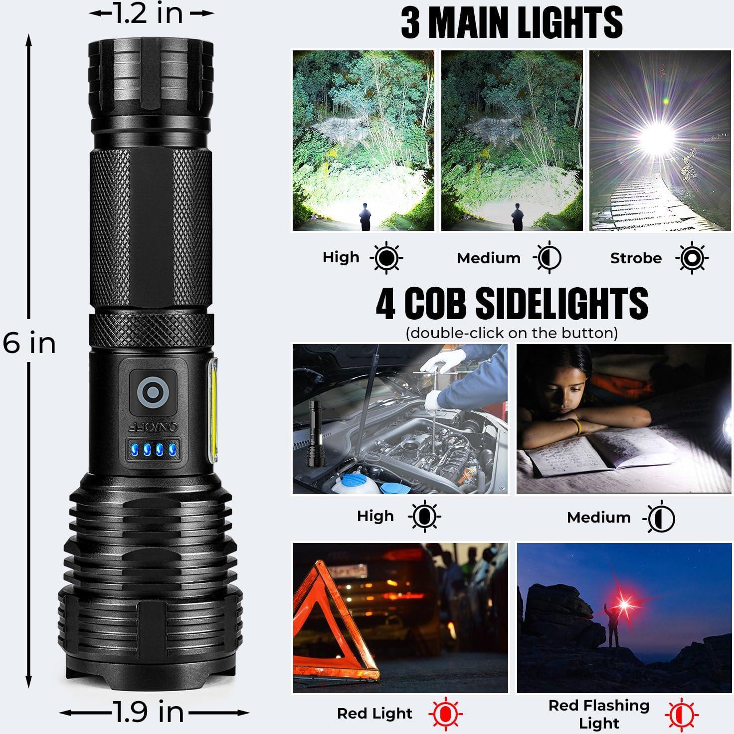 Linterna LED Recargable BERCOL 5000mAh IPX7 2 Paquete