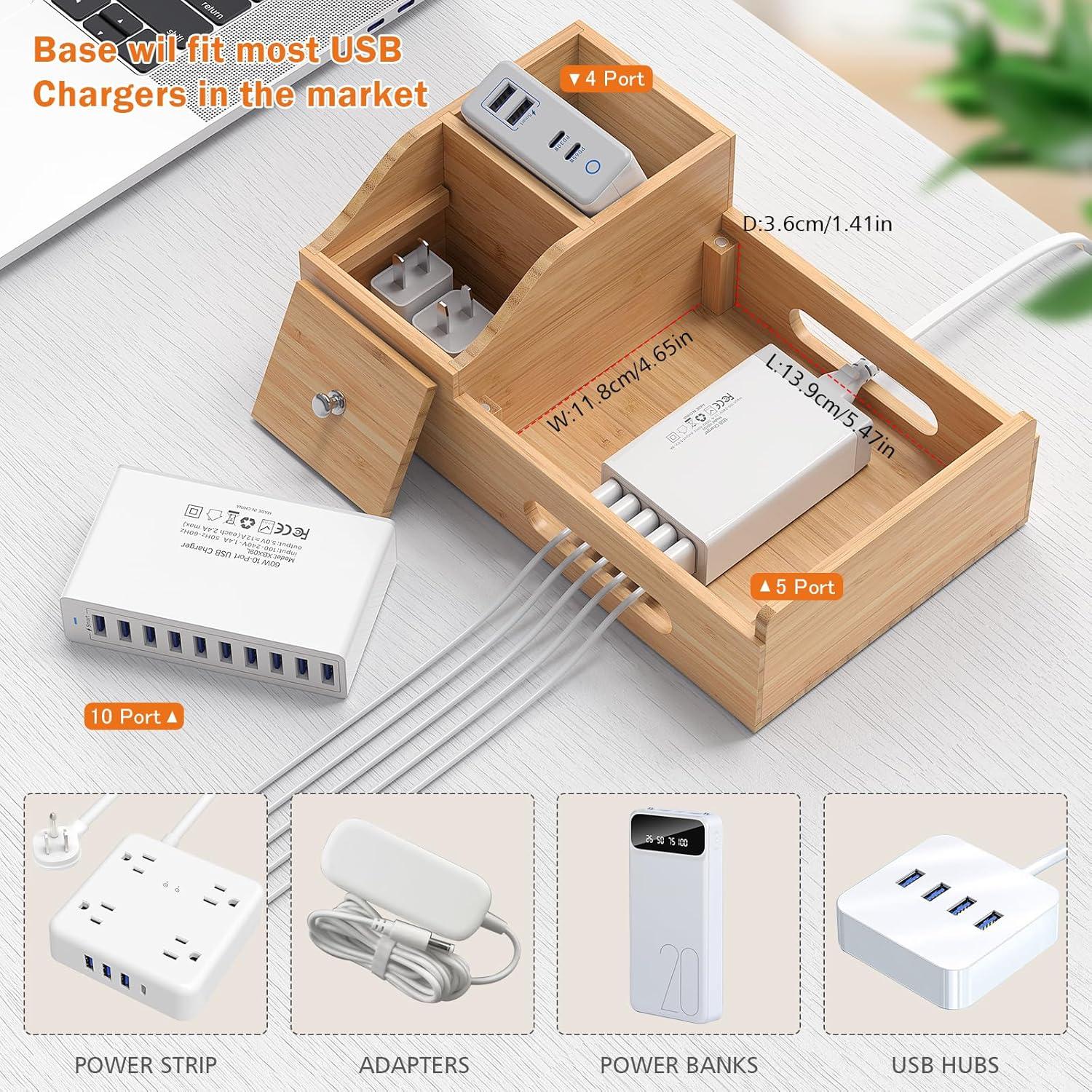 Estación de Carga de Bambú Pezin & Hulin 5 Puertos USB