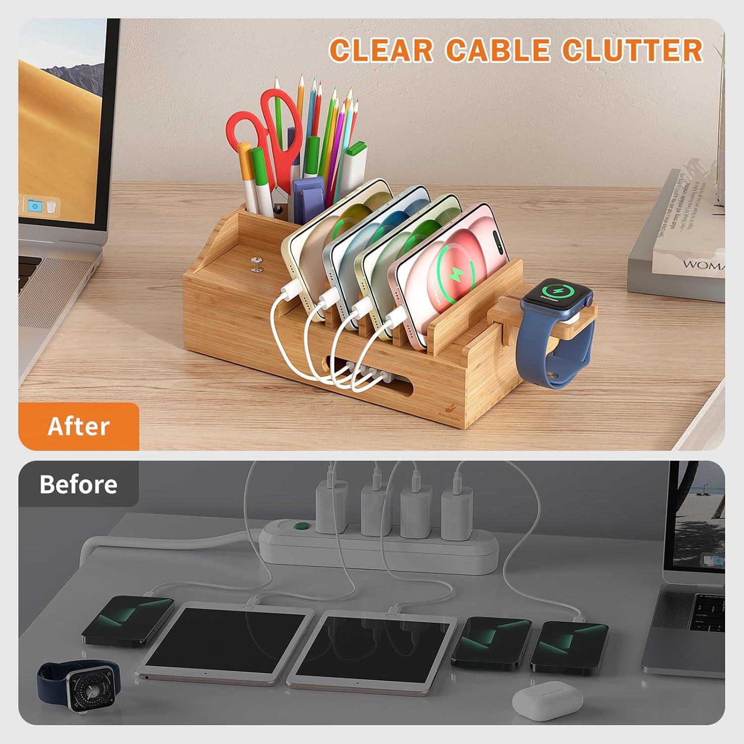 Estación de Carga de Bambú Pezin & Hulin 5 Puertos USB