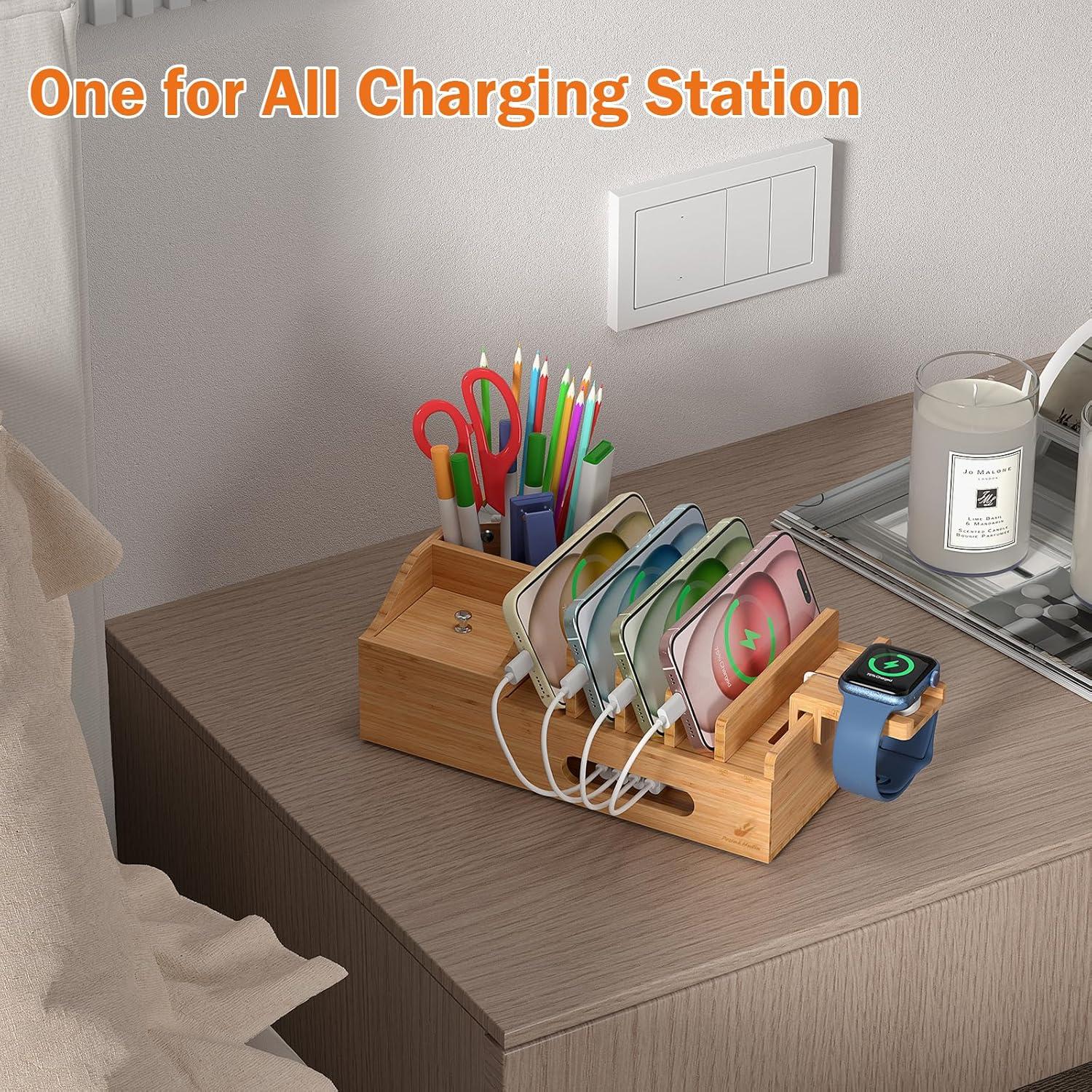 Estación de Carga de Bambú Pezin & Hulin 5 Puertos USB