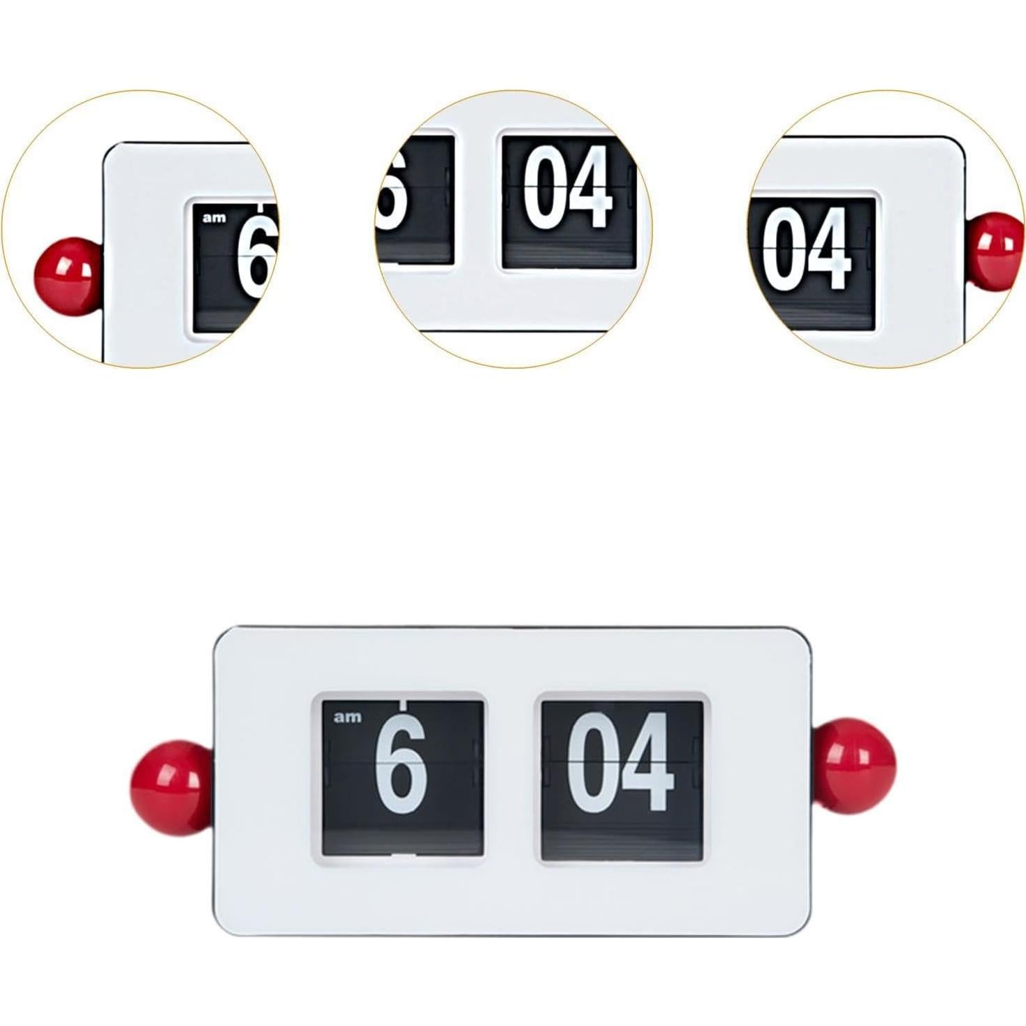 Reloj de Mesa Digital Auto Flip Genérico Blanco Rojo 25x8x12cm