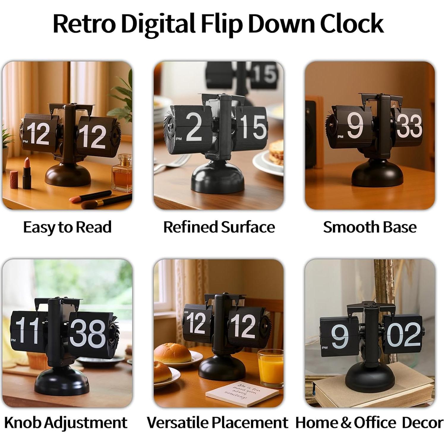 Reloj de Mesa Retro Phencaser con Pantalla Digital 20.3x15.2cm
