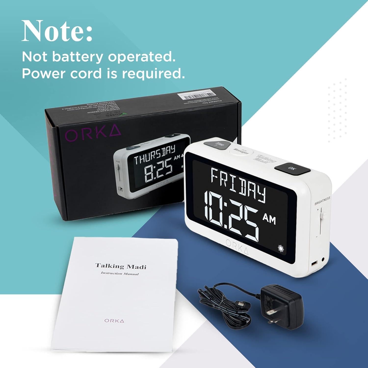 Reloj Hablante ORKA Digital con Alarmas y Grabación de Voz