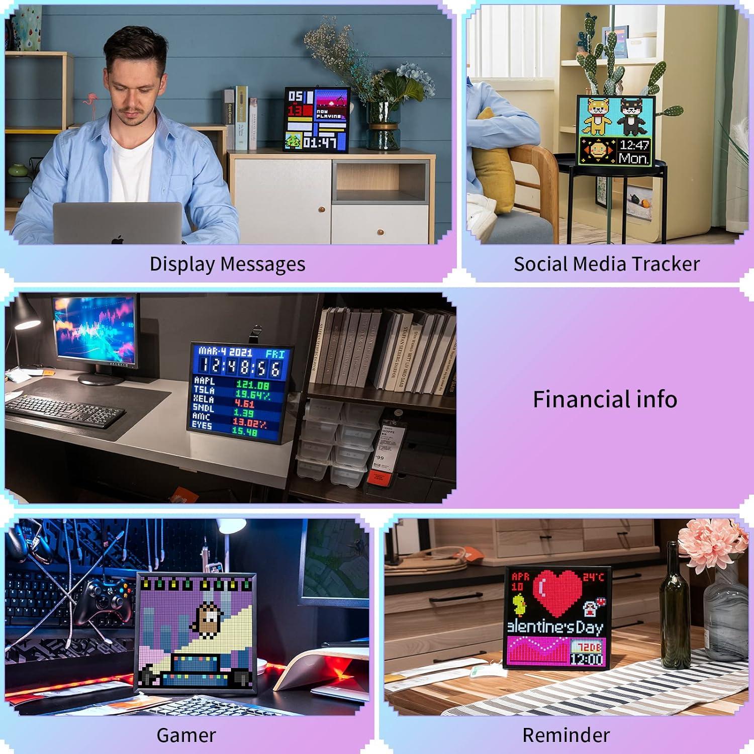 Divoom Pixoo-64 Pantalla LED 10.3" + Tiivoo-2 Altavoz Retro Rosa