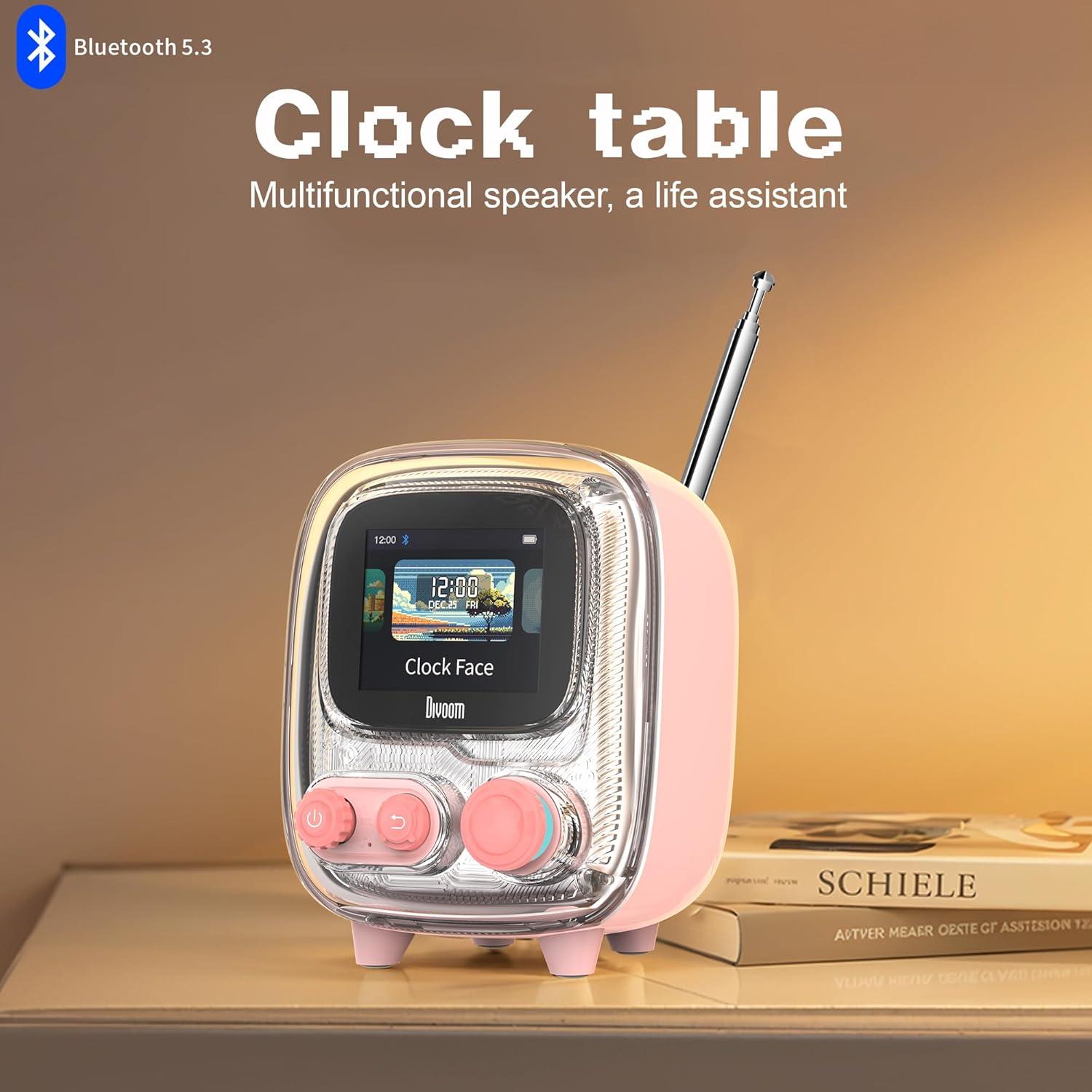 Divoom Pixoo-64 Pantalla LED 10.3" + Tiivoo-2 Altavoz Retro Rosa