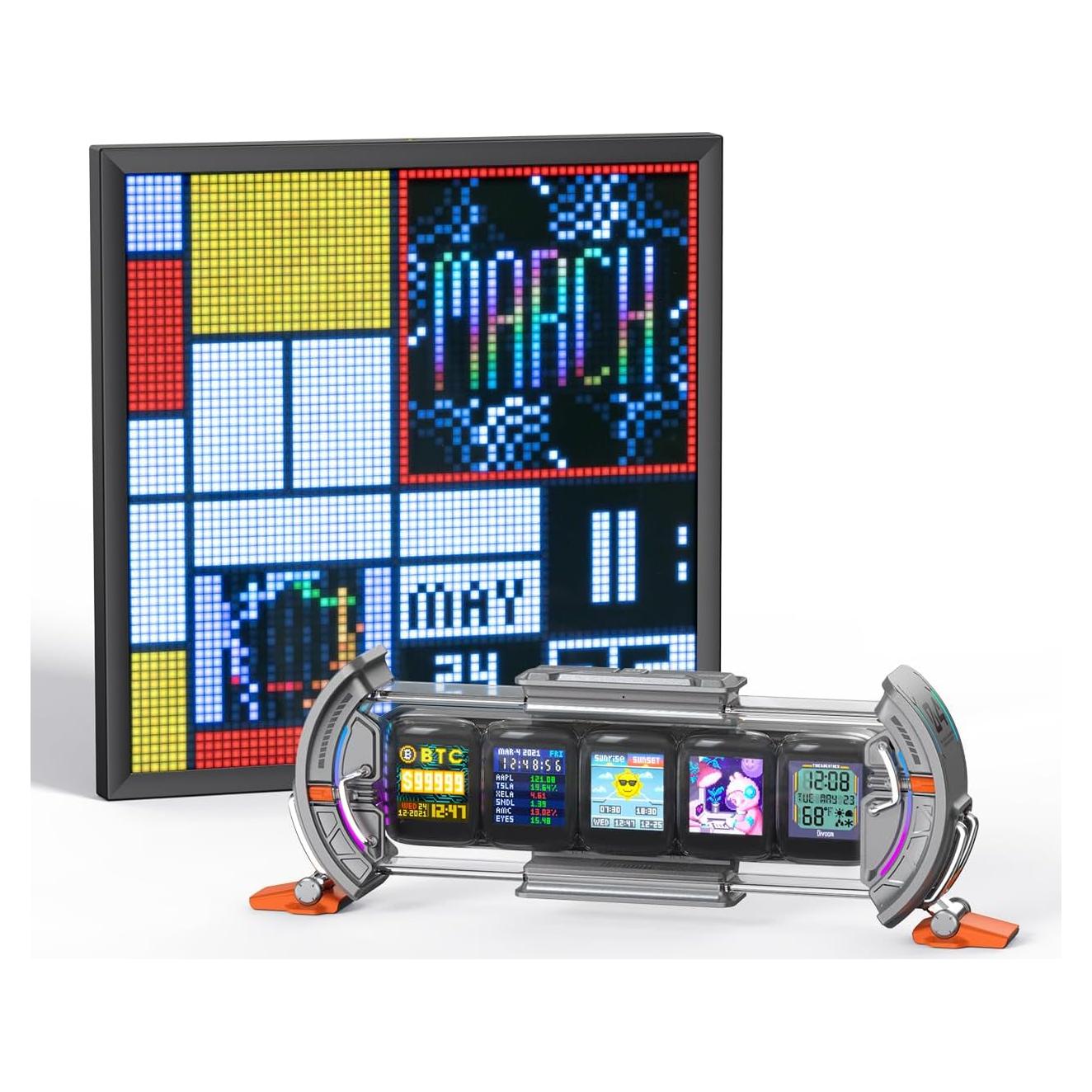 Reloj Digital Divoom Times Gate Plata con Pantalla LED RGB 64x64