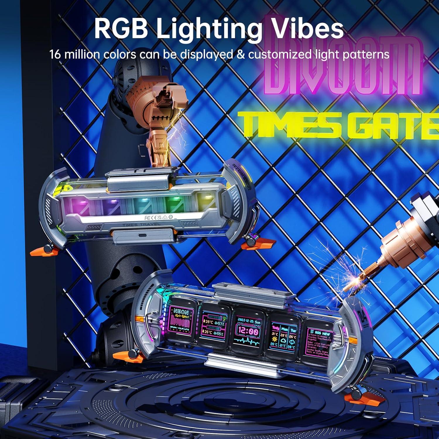 Reloj Digital Divoom Times Gate Plata con Pantalla LED RGB 64x64