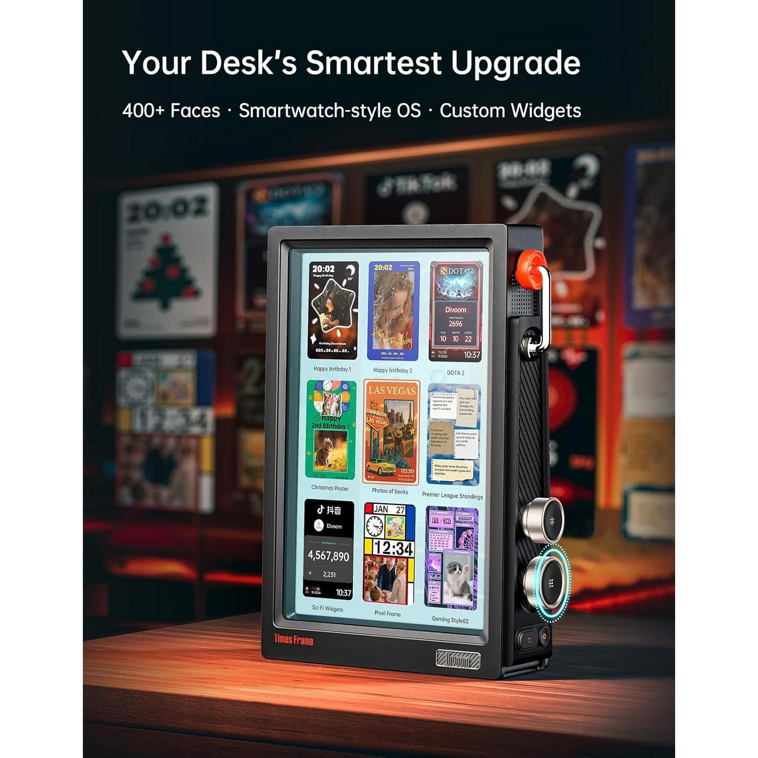 Divoom TimesFrame – 10.1" WiFi 6 Digital Picture Frame & Smart Desk Display, No Subscription | 64GB | Send Photos, Videos & AI Styles + Live Widgets (Weather, Calendar, etc)–Perfect Personalized Gift