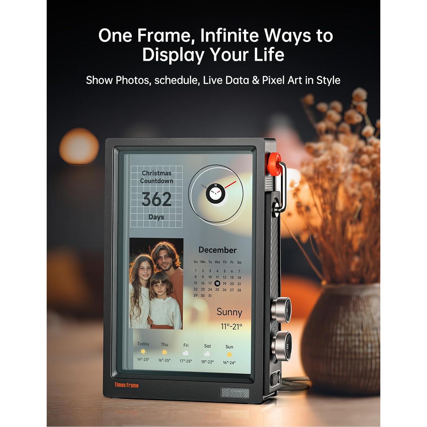 Divoom TimesFrame – 10.1" WiFi 6 Digital Picture Frame & Smart Desk Display, No Subscription | 64GB | Send Photos, Videos & AI Styles + Live Widgets (Weather, Calendar, etc)–Perfect Personalized Gift