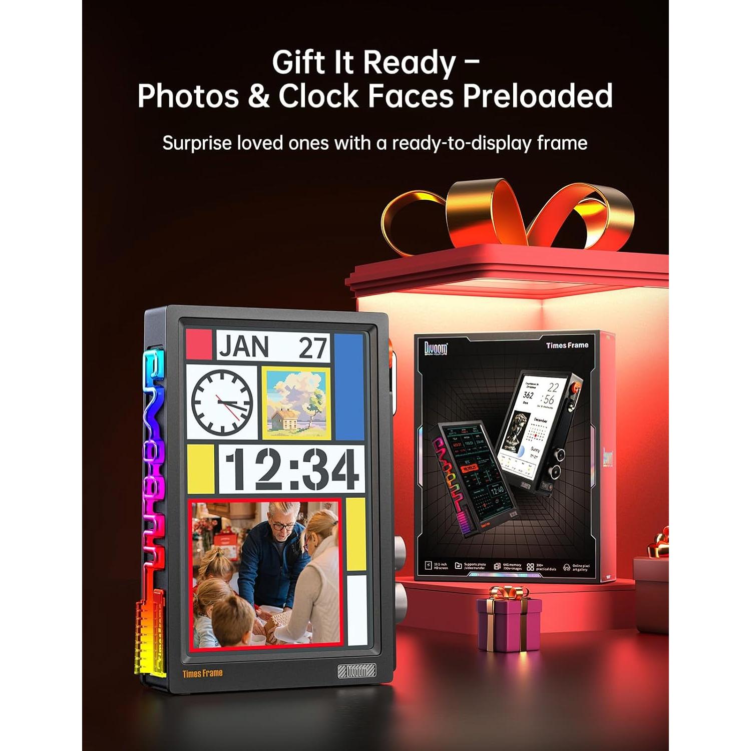 Divoom TimesFrame – 10.1" WiFi 6 Digital Picture Frame & Smart Desk Display, No Subscription | 64GB | Send Photos, Videos & AI Styles + Live Widgets (Weather, Calendar, etc)–Perfect Personalized Gift