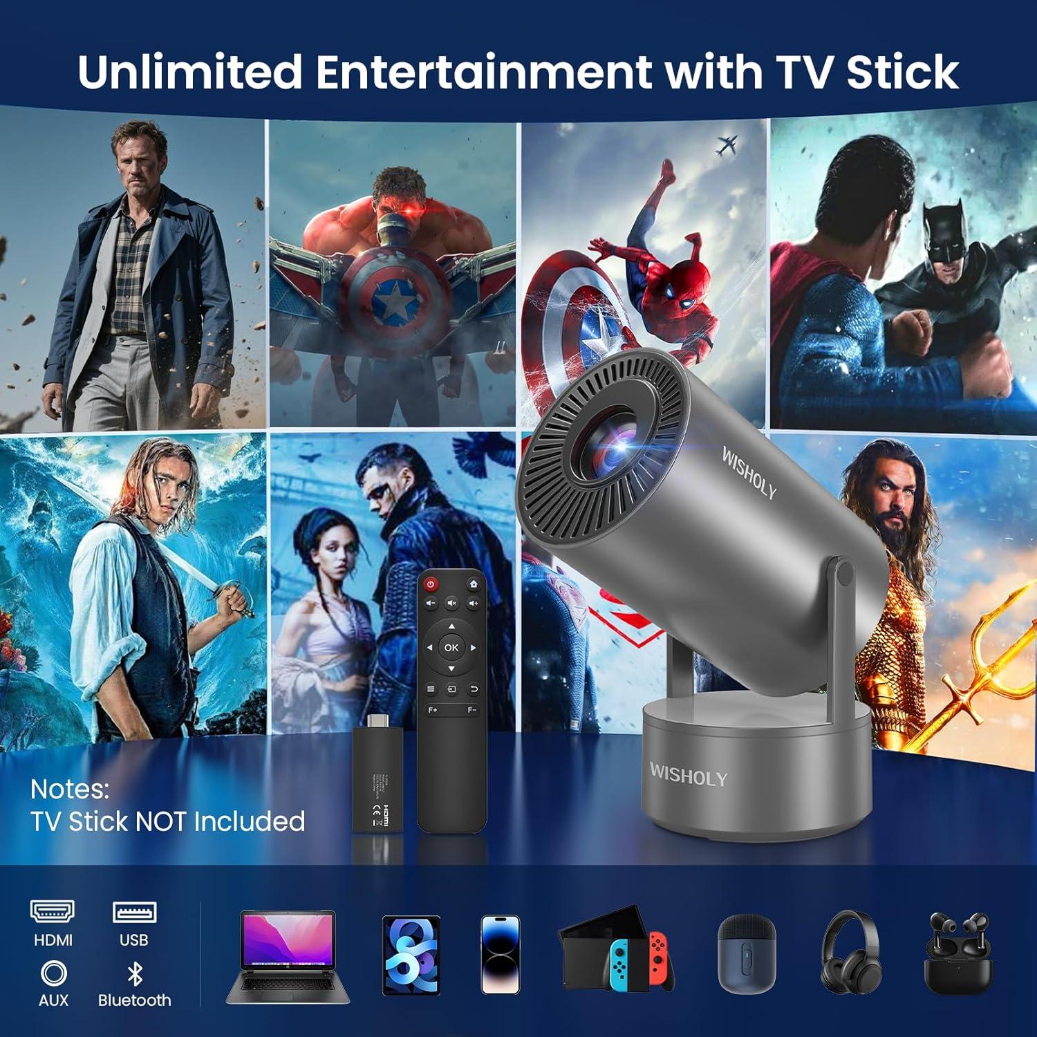 Proyector Mini Portátil WISHOLY X5 1080P WiFi Bluetooth Batería