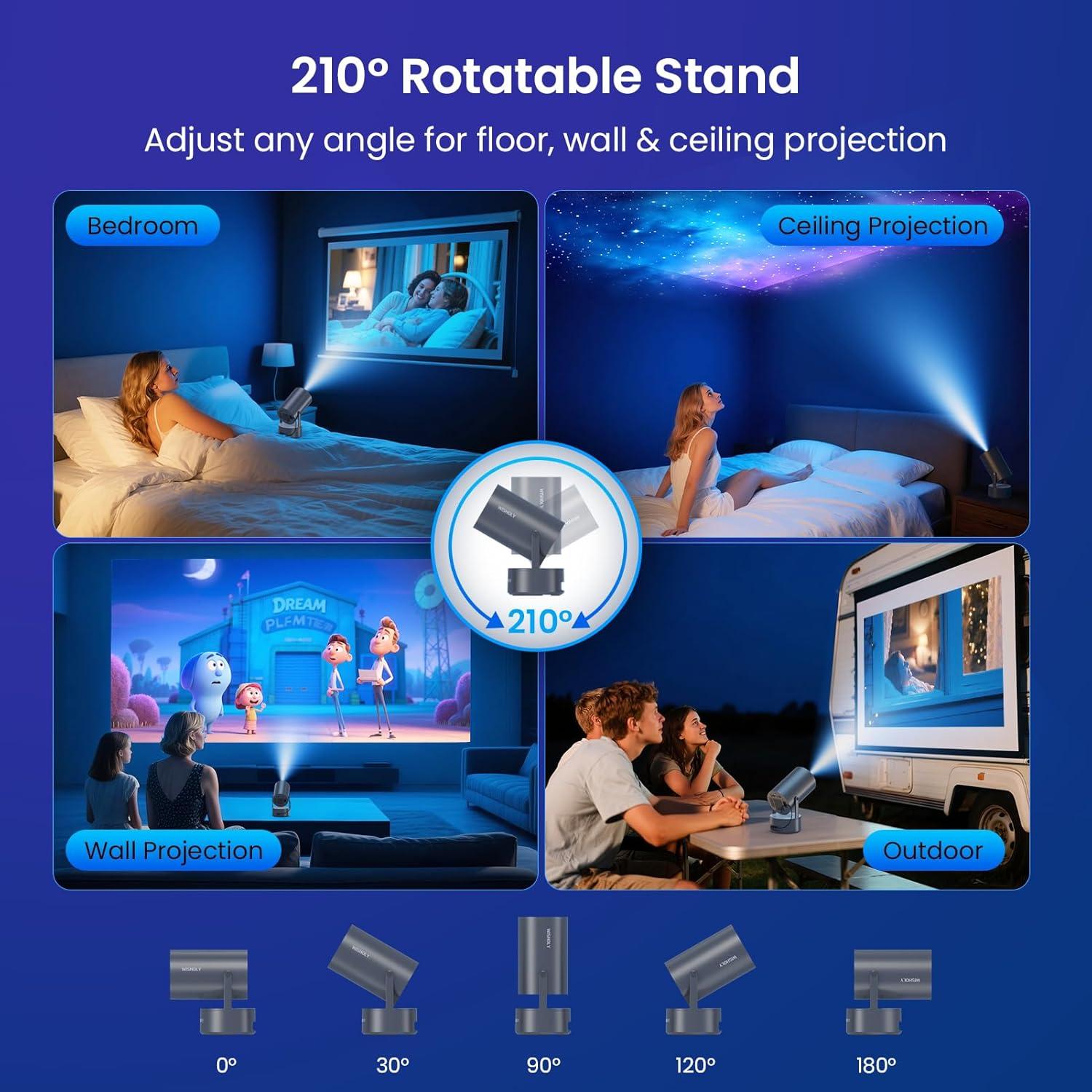 Proyector Mini Portátil WISHOLY X5 1080P WiFi Bluetooth Batería