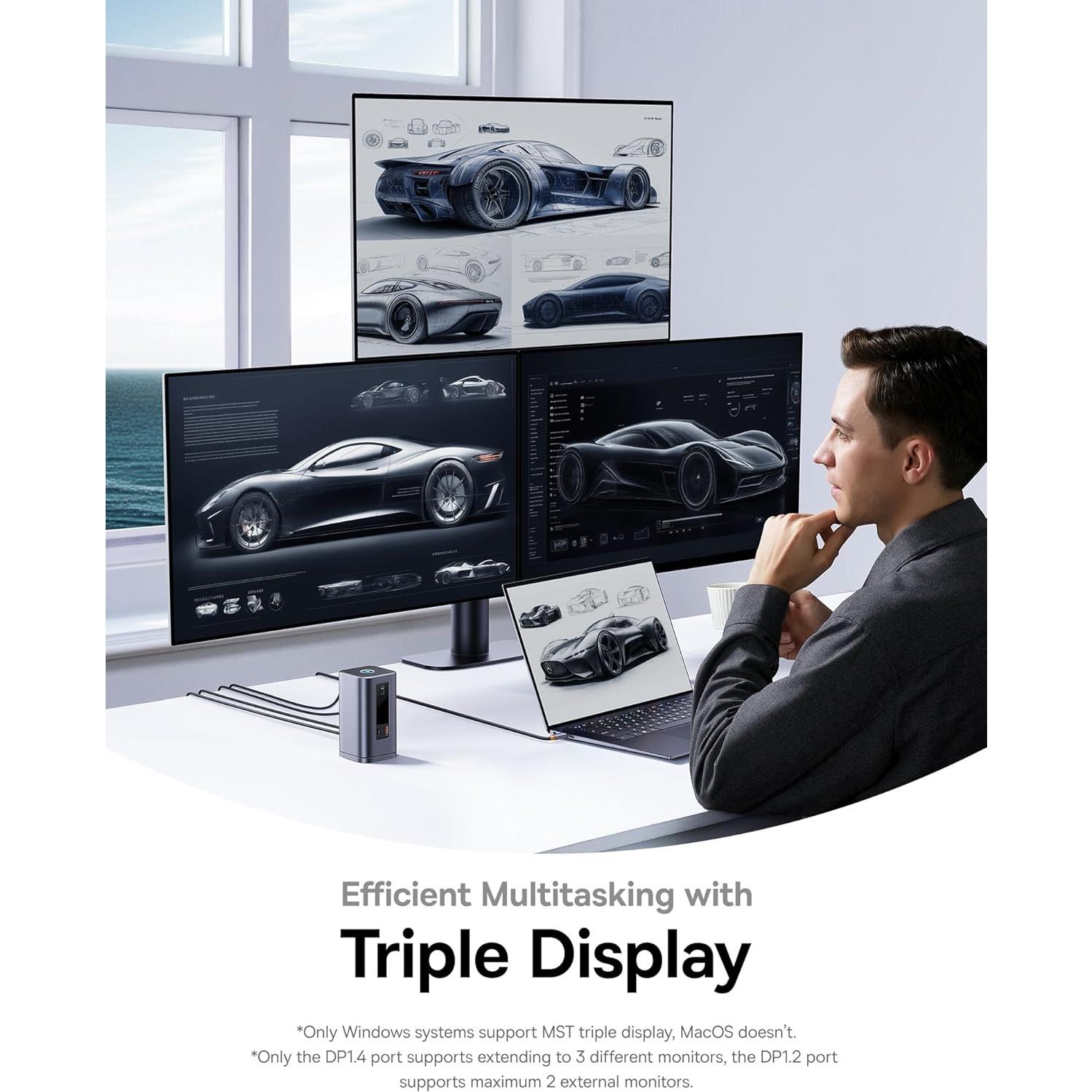 Baseus Estación de Acoplamiento 11 en 1 USB-C 4K Triple Pantalla