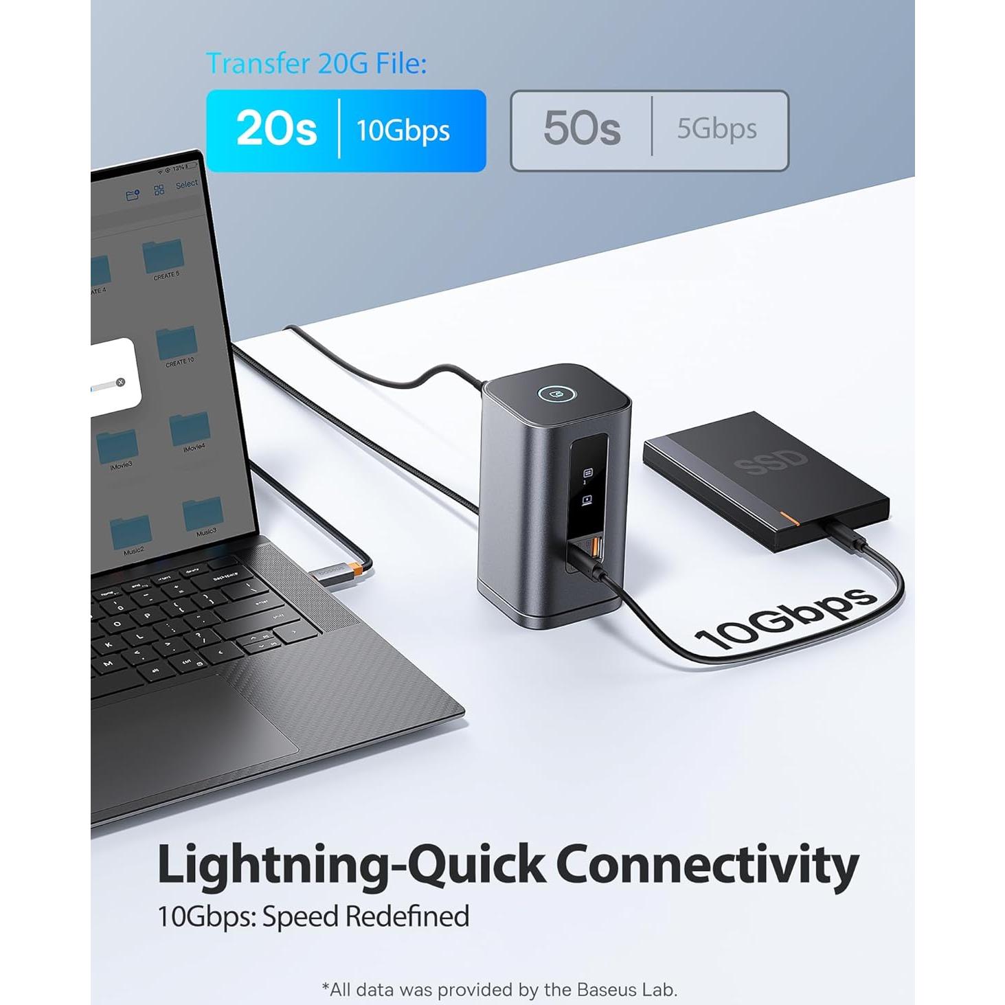 Baseus Estación de Acoplamiento 11 en 1 + Cargador USB C 140W