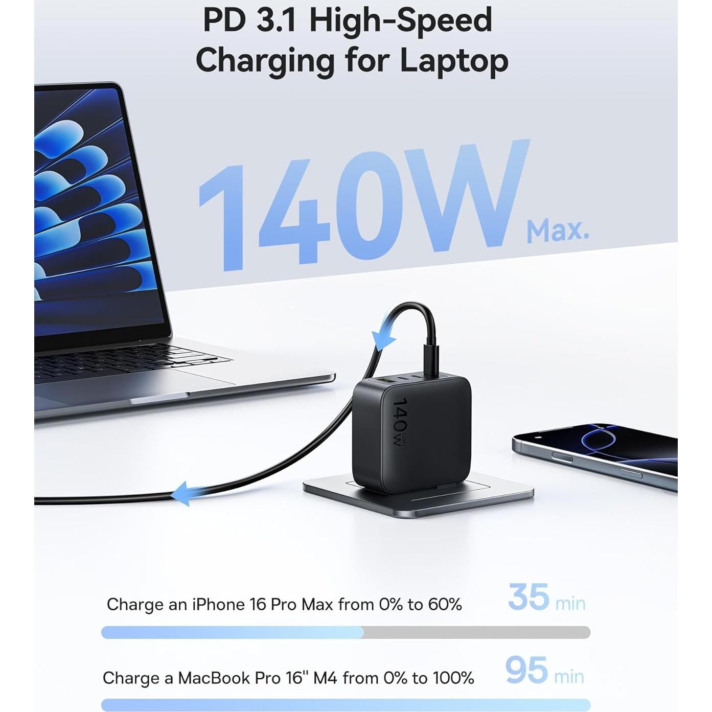 Baseus Estación de Acoplamiento 11 en 1 + Cargador USB C 140W