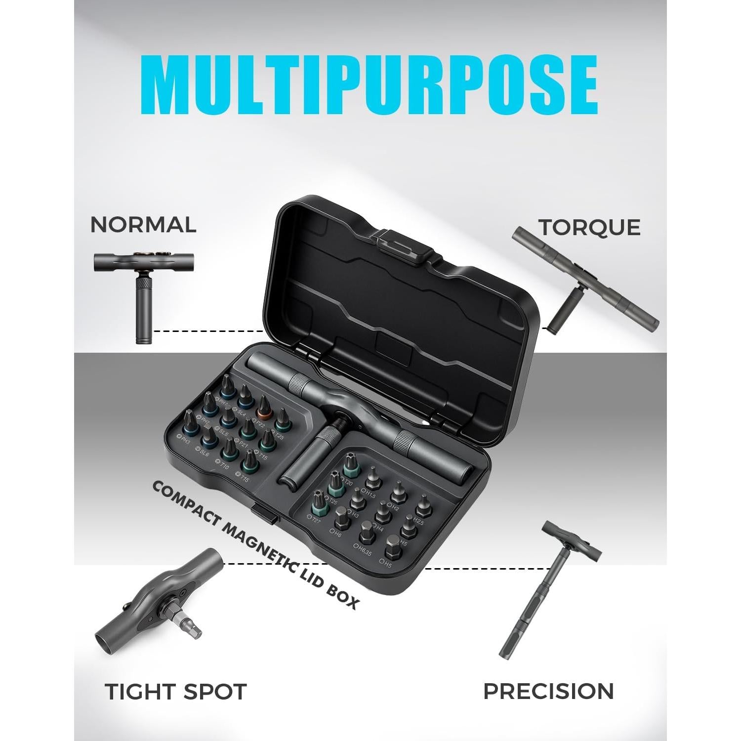 Juego de destornilladores de trinquete VMAN RS1, 24 en 1, magnéticos
