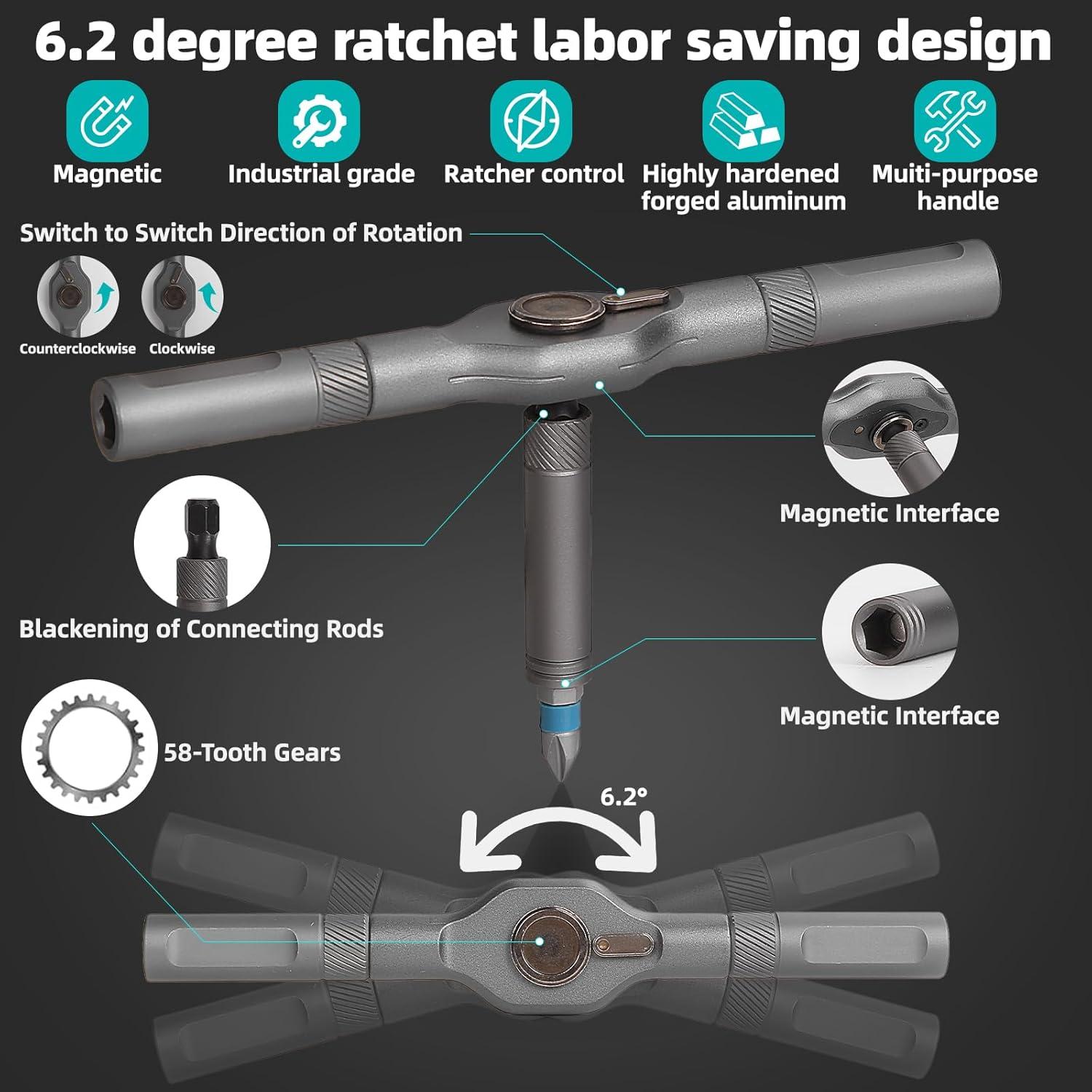 Juego de Destornilladores Magnéticos 24 en 1 USUAUU - Ergonomía y Portabilidad