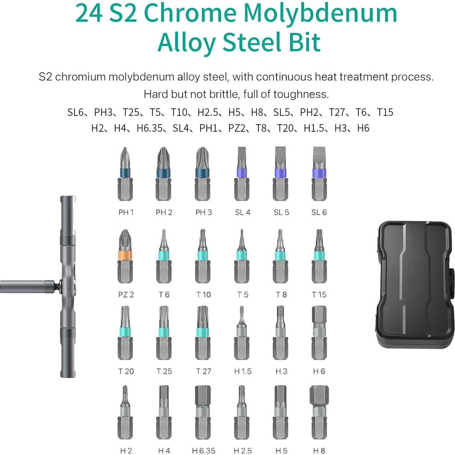 Juego de Destornilladores Magnéticos 24 en 1 JUSTHERE - Precisión y Ergonomía