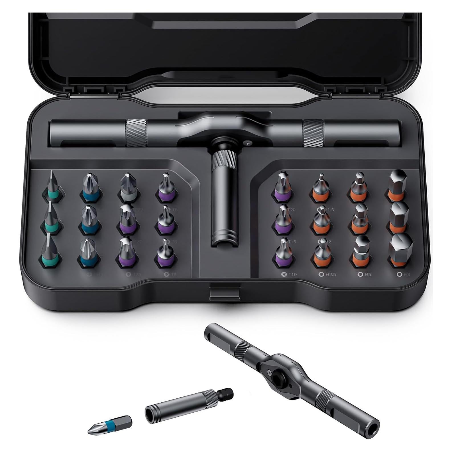 Juego de Destornilladores Magnéticos 24 en 1 TEOUKB con Mango en T