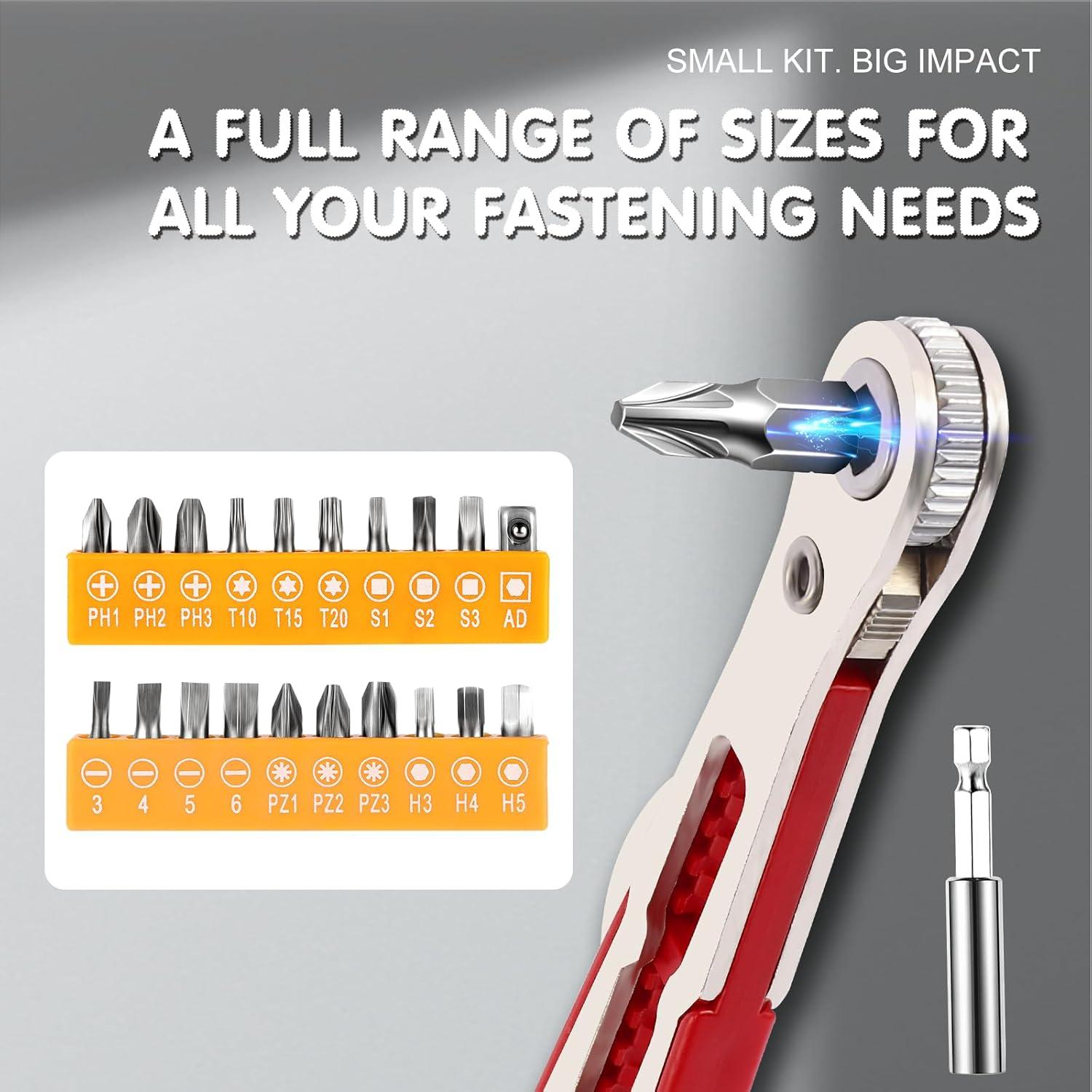 Juego de Destornillador Magnético 22 en 1 Aeiyiqco - Compacto y Reversible