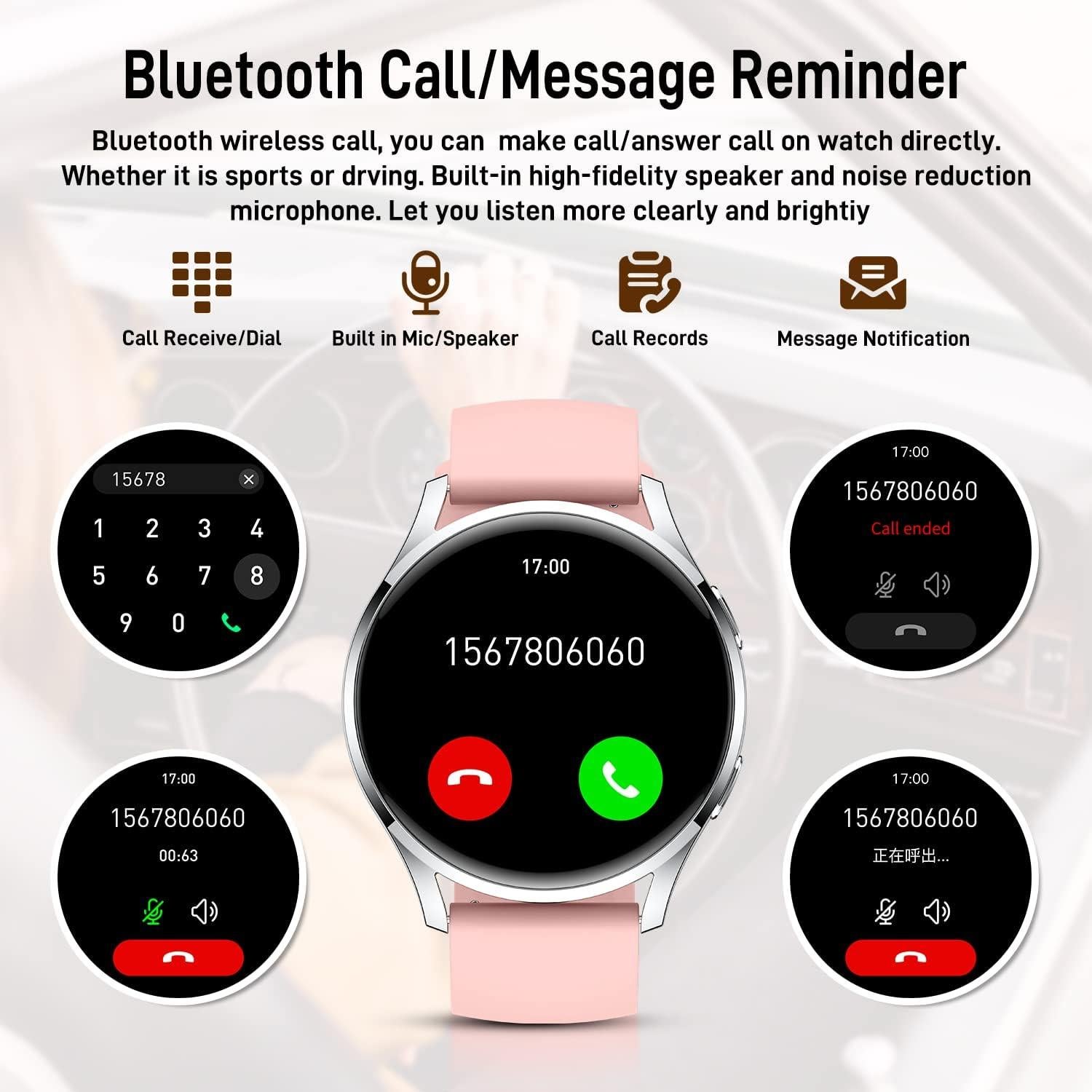 Reloj Inteligente Fitness S37 Rosa - Llamadas, Monitor Cardíaco