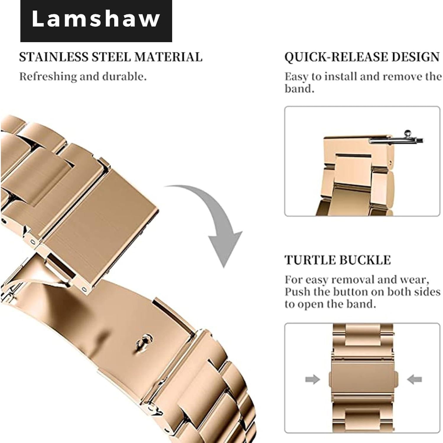 Correa de Acero Inoxidable para HUAWEI Band 10/9/8 - Oro Rosa