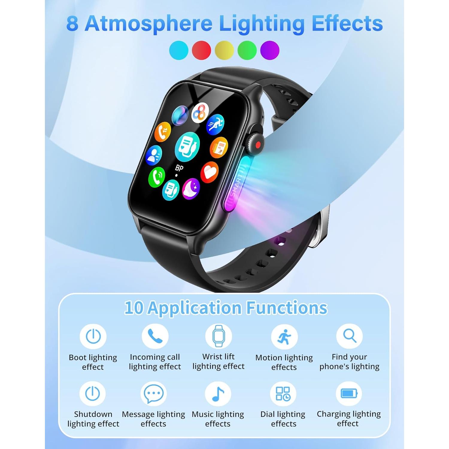 Reloj Inteligente Fitness Honghao 1.96" Negro para iOS/Android