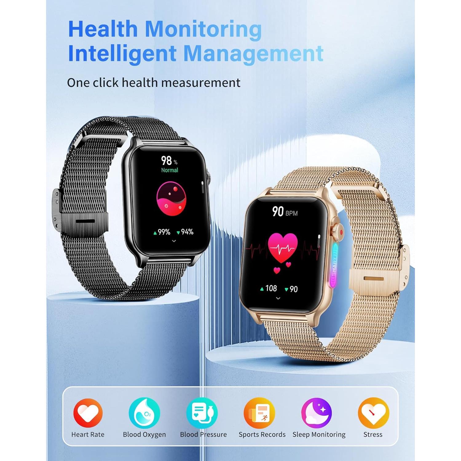 Reloj Inteligente Fitness Honghao 1.96" Negro para iOS/Android