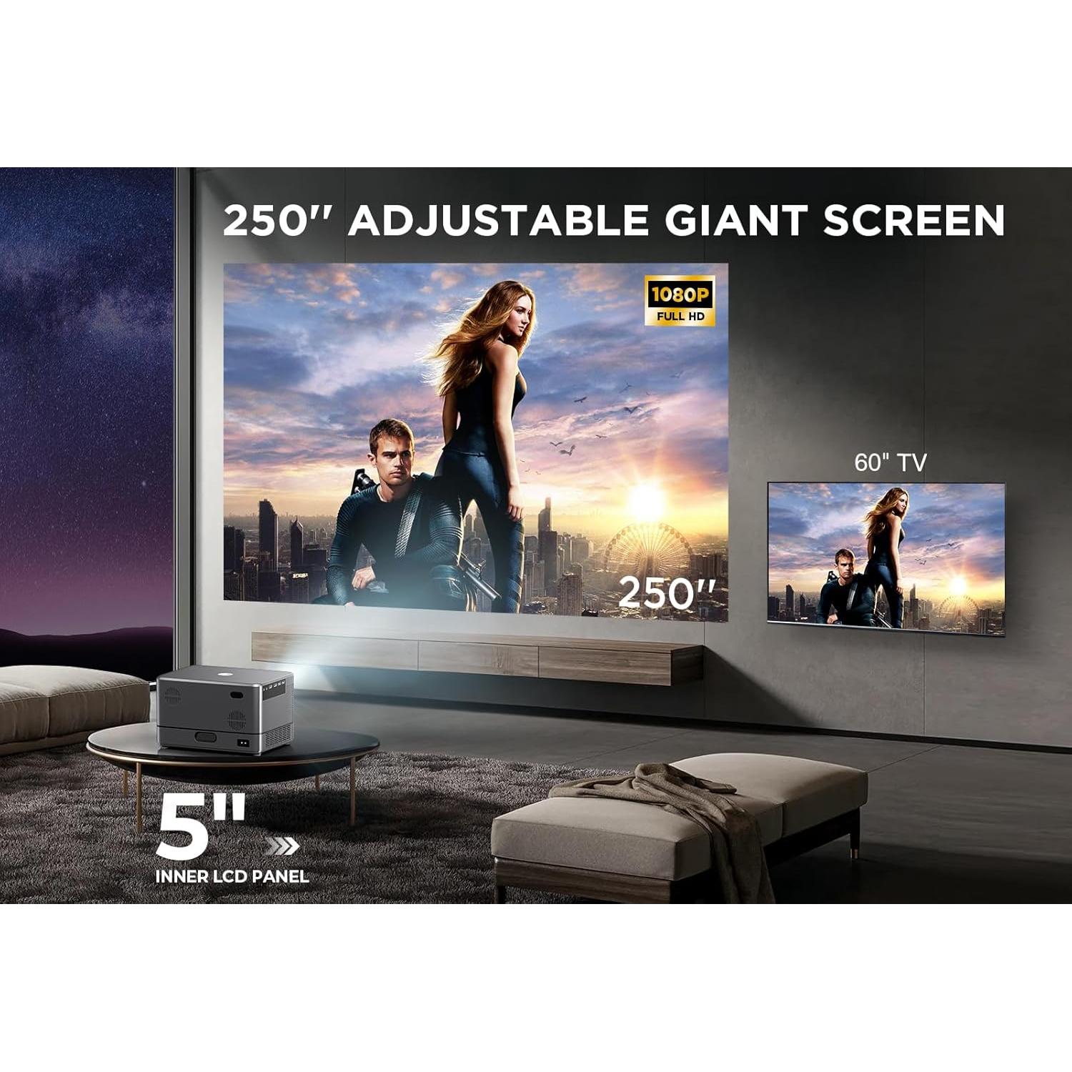 Proyector DBPOWER S5 4K WiFi 6 1000 ANSI 1080P 5" LCD