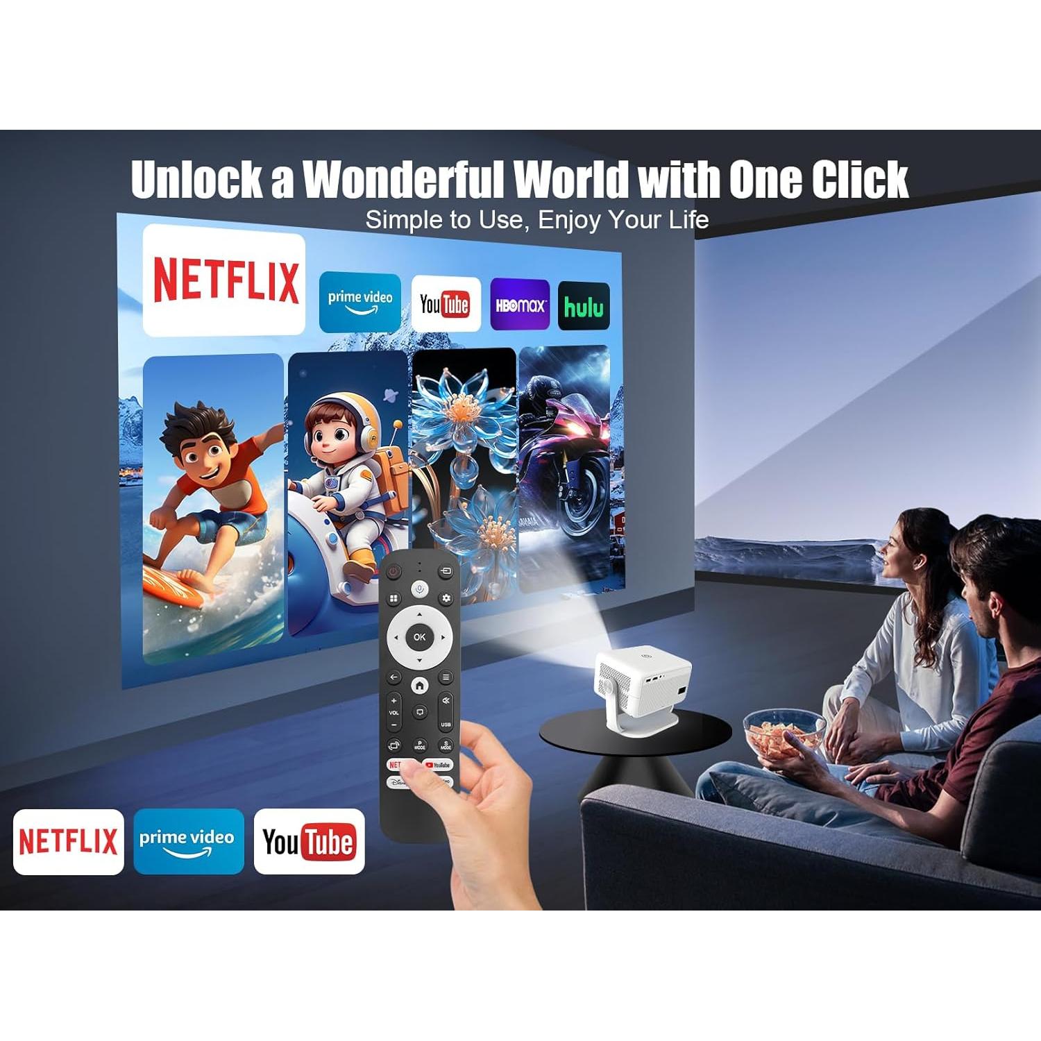 Proyector Inteligente Alwtniet 4K 400 ANSI Wifi Bluetooth 1080P