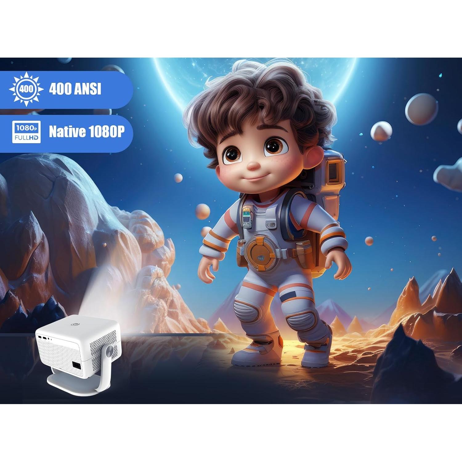 Proyector Inteligente Alwtniet 4K 400 ANSI Wifi Bluetooth 1080P