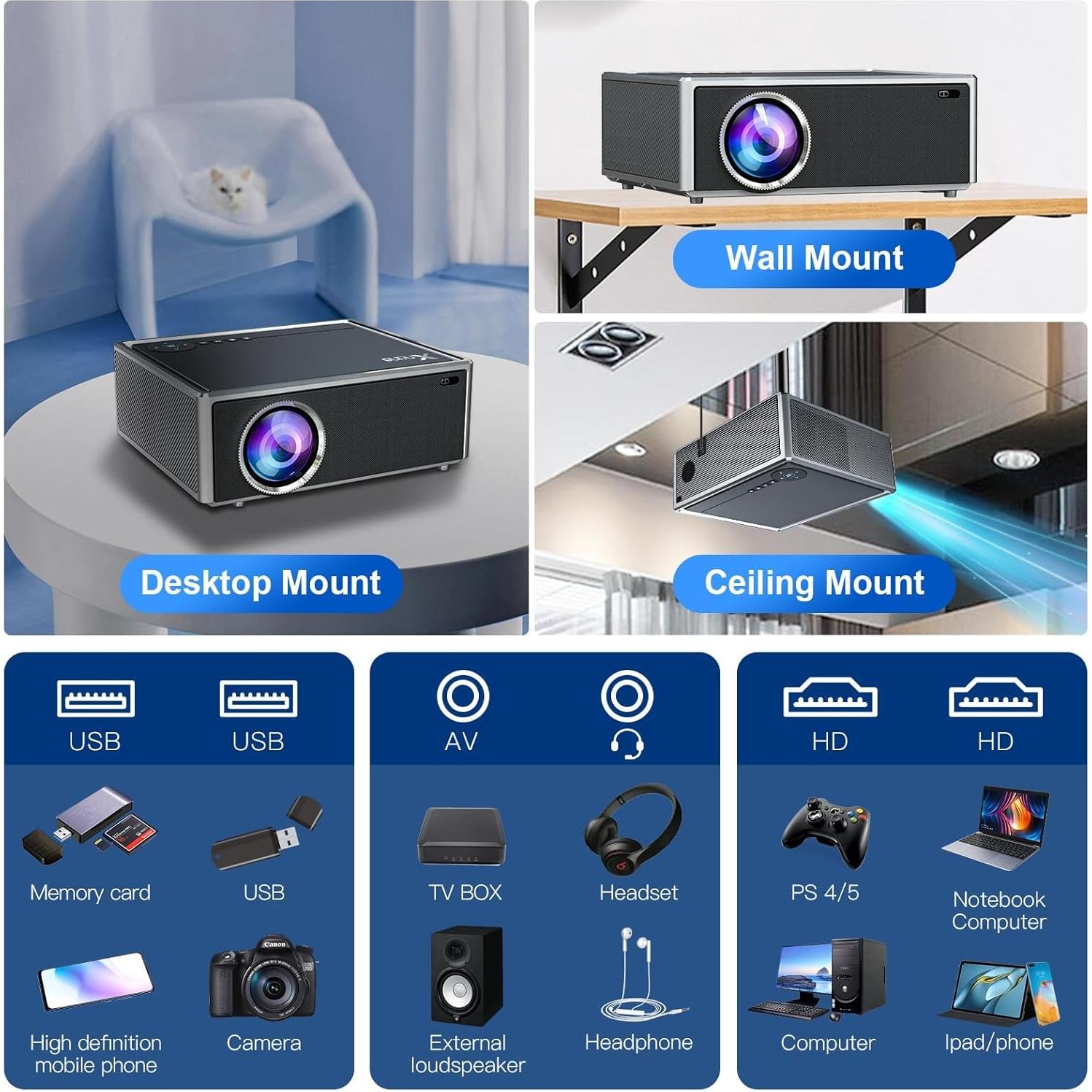 Proyector XNANO X7A 1080P 8K/4K Enfoque Automático WiFi