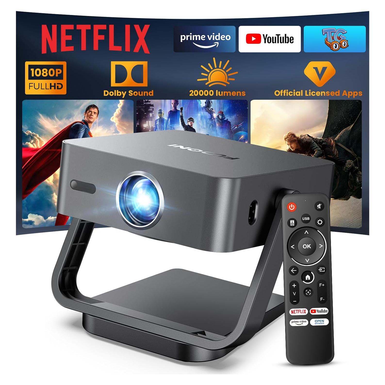 Proyector Inteligente FUDONI 4K WiFi 6 Bluetooth Full HD 1080p