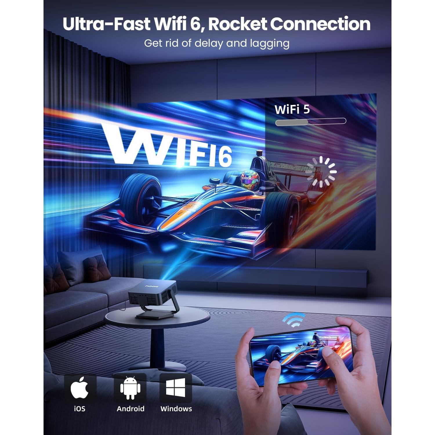 Proyector Inteligente FUDONI 4K WiFi 6 Bluetooth Full HD 1080p