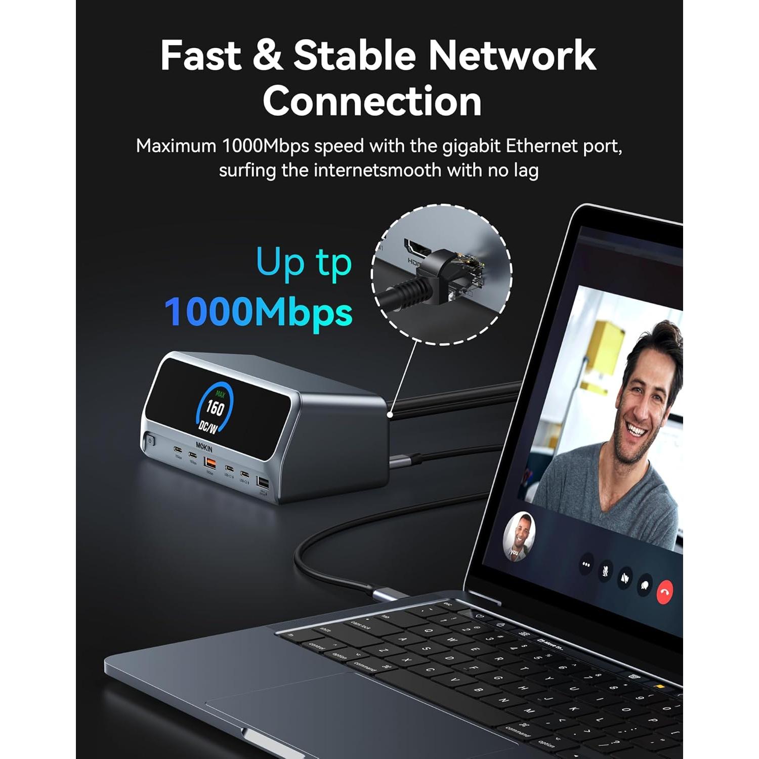 Estación de Acoplamiento MOKiN 13 en 1 USB-C 160W HDMI 4K